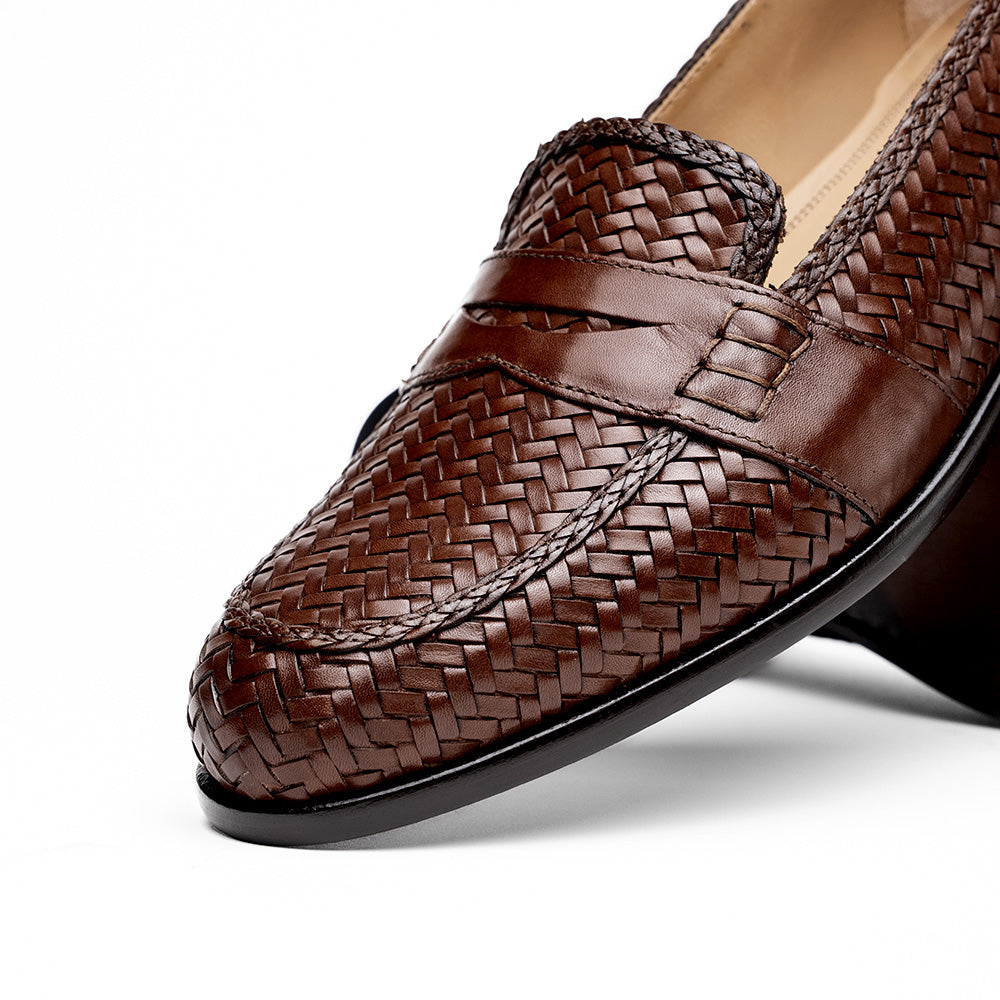 Zelli Nicola Woven Loafers Dark Brown | MensDesignerShoe.com