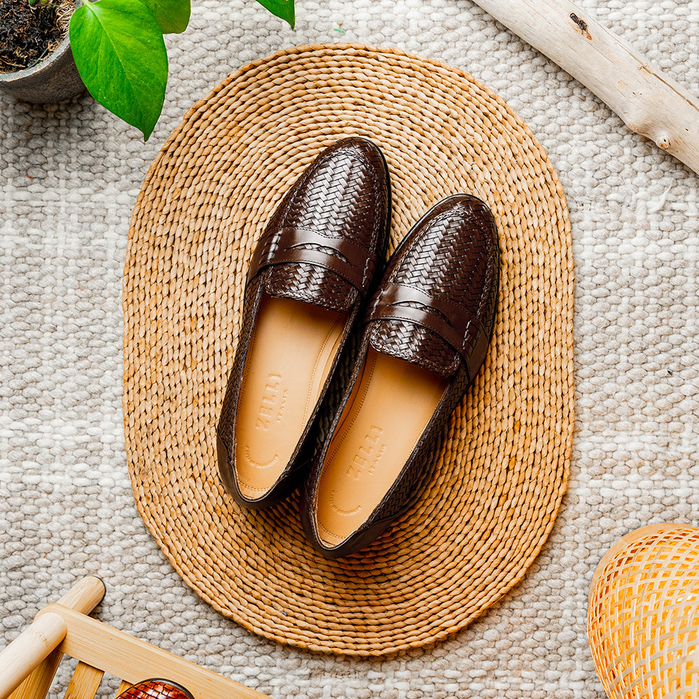 Zelli Nicola Woven Loafers Dark Brown | MensDesignerShoe.com