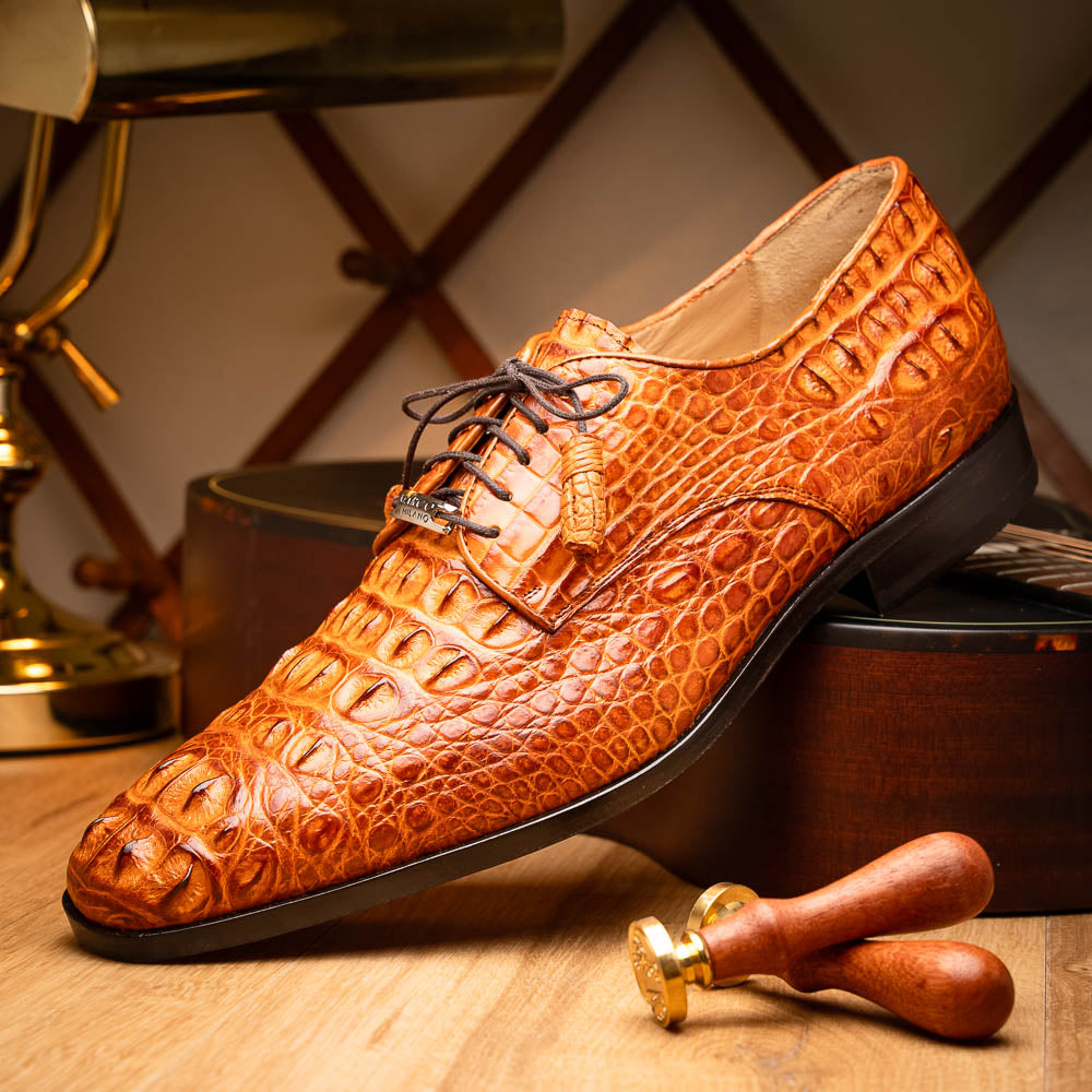 Marco Di Milano Nilo Nile Crocodile Derby Brandy