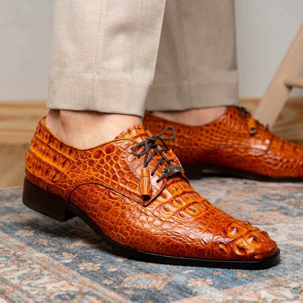 Marco Di Milano Nilo Nile Crocodile Derby Brandy