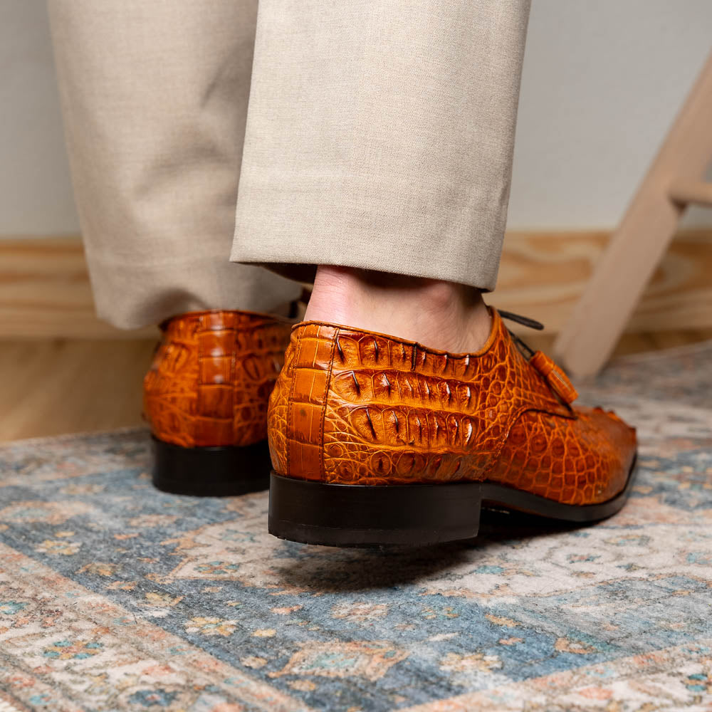 Marco Di Milano Nilo Nile Crocodile Derby Brandy