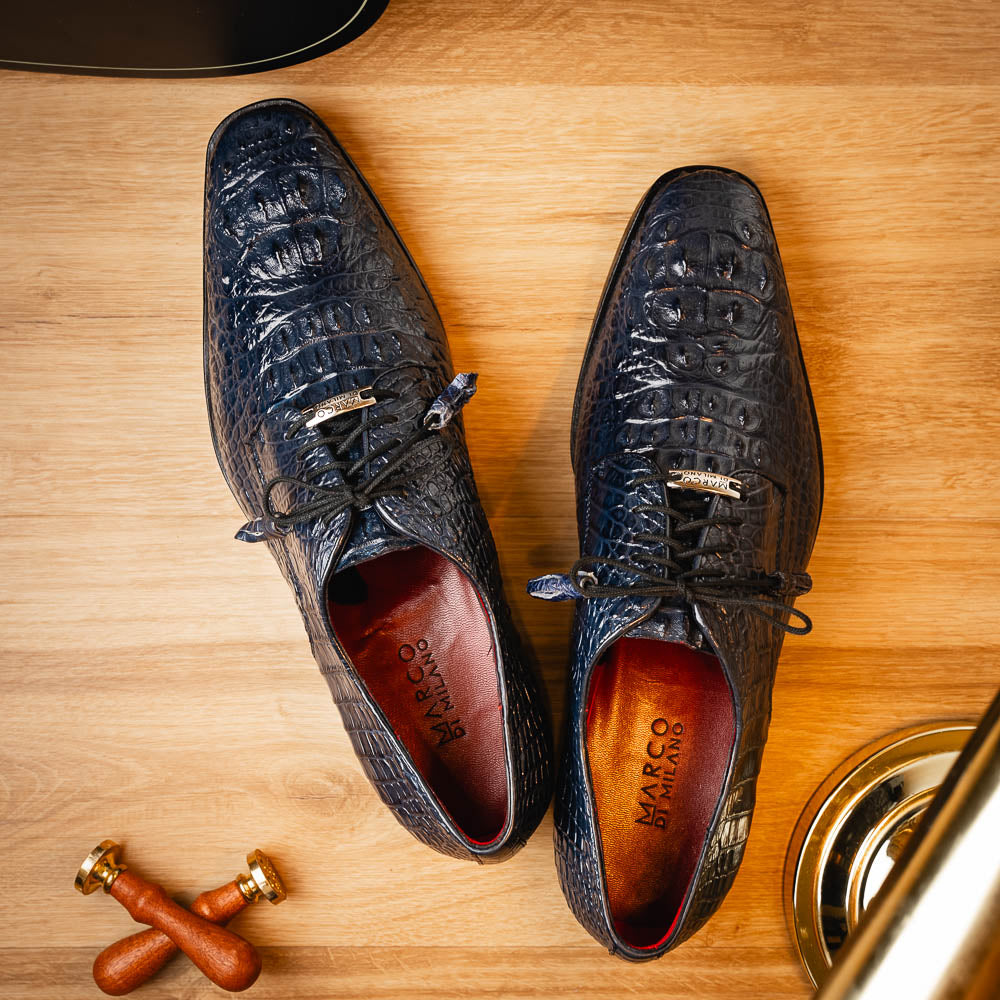 Marco Di Milano Nilo Nile Crocodile Derby Navy