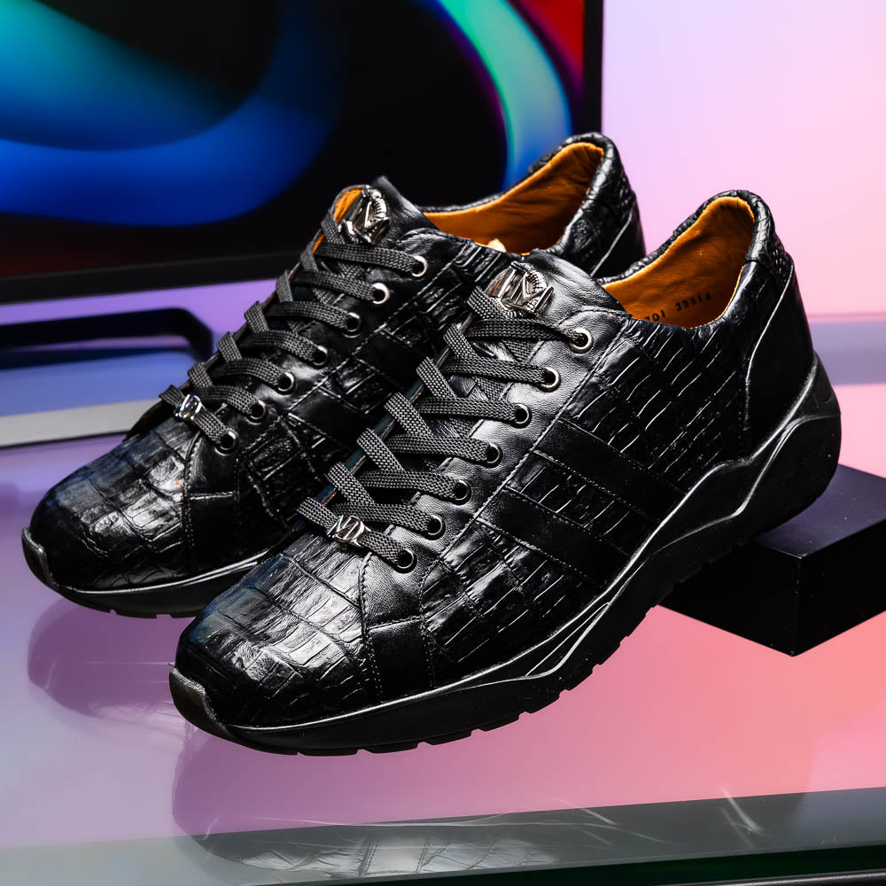 Marco Di Milano Nino Caiman Crocodile Sneakers Black