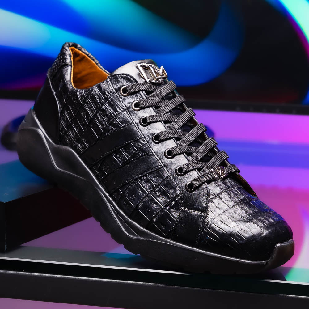 Marco Di Milano Nino Caiman Crocodile Sneakers Black