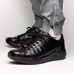 Marco Di Milano Nino Caiman Crocodile Sneakers Black