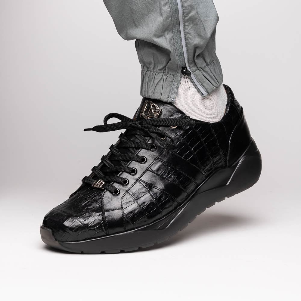 Marco Di Milano Nino Caiman Crocodile Sneakers Black