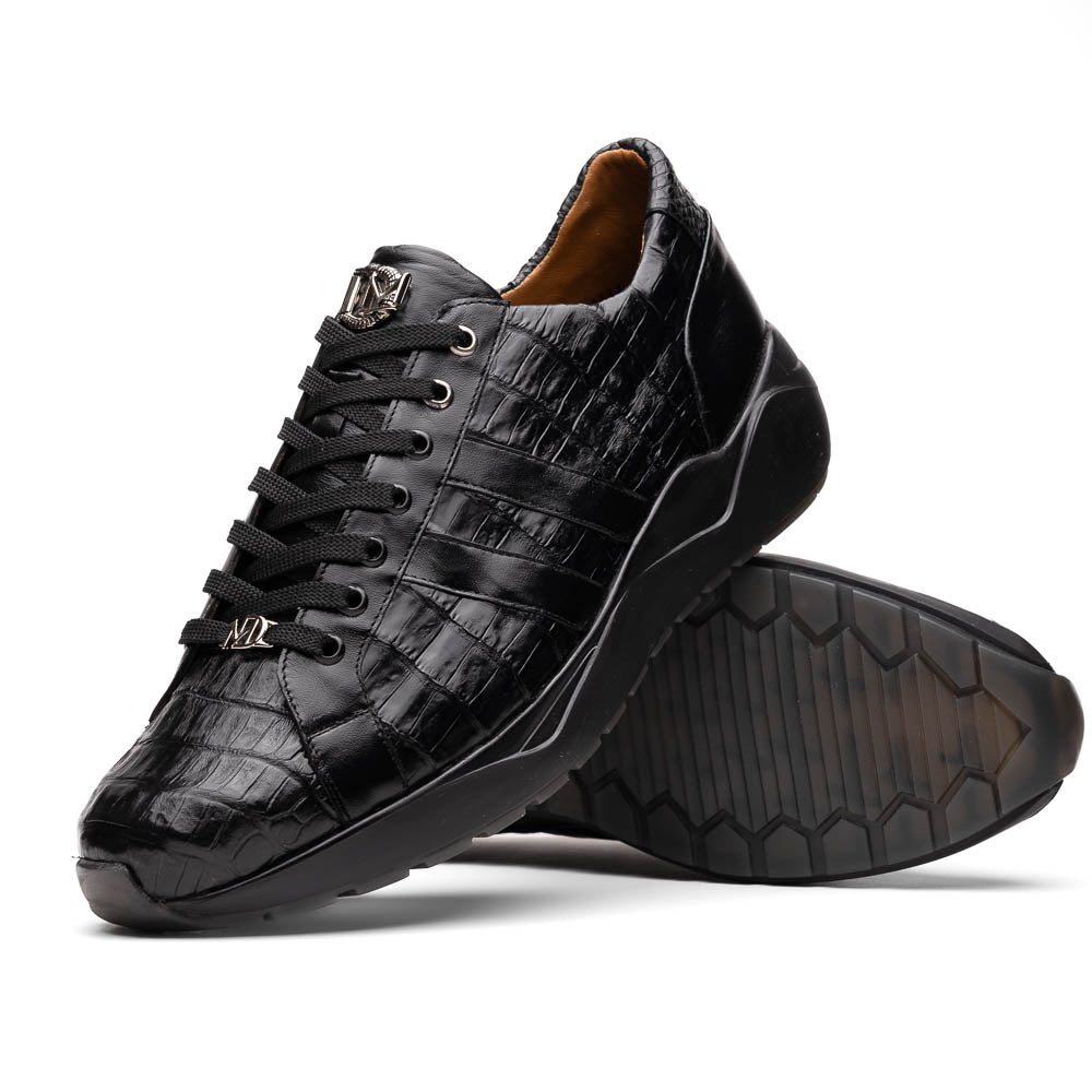 Marco Di Milano Nino Caiman Crocodile Sneakers Black