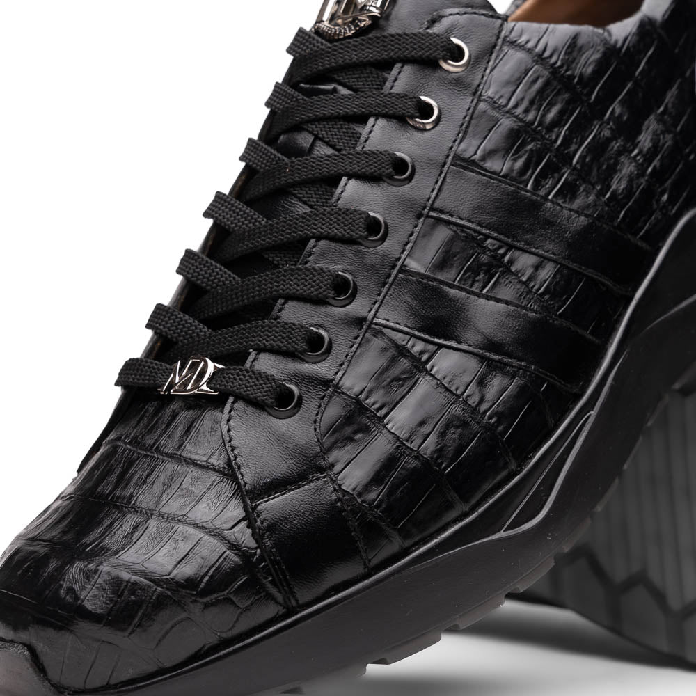 Marco Di Milano Nino Caiman Crocodile Sneakers Black