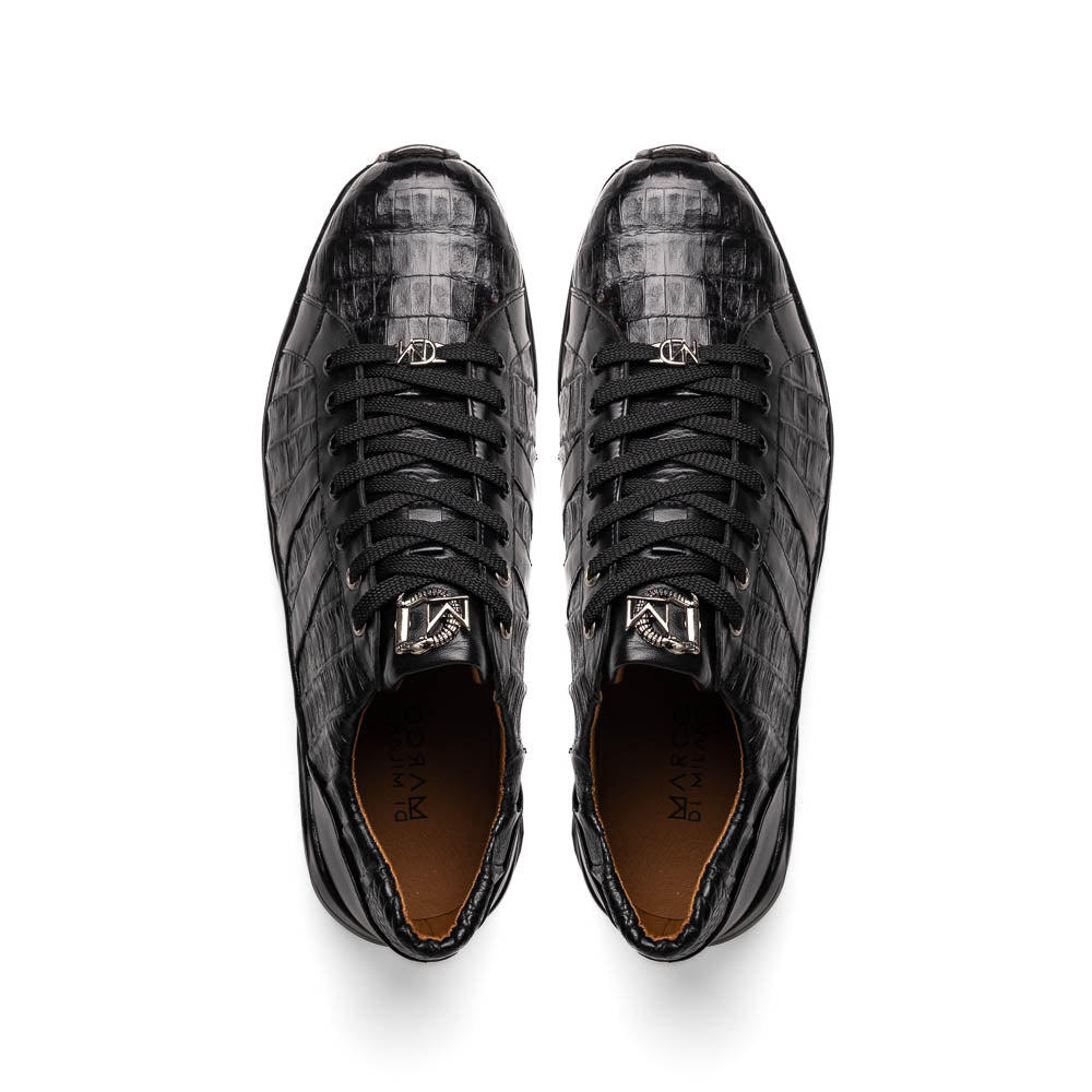 Marco Di Milano Nino Caiman Crocodile Sneakers Black
