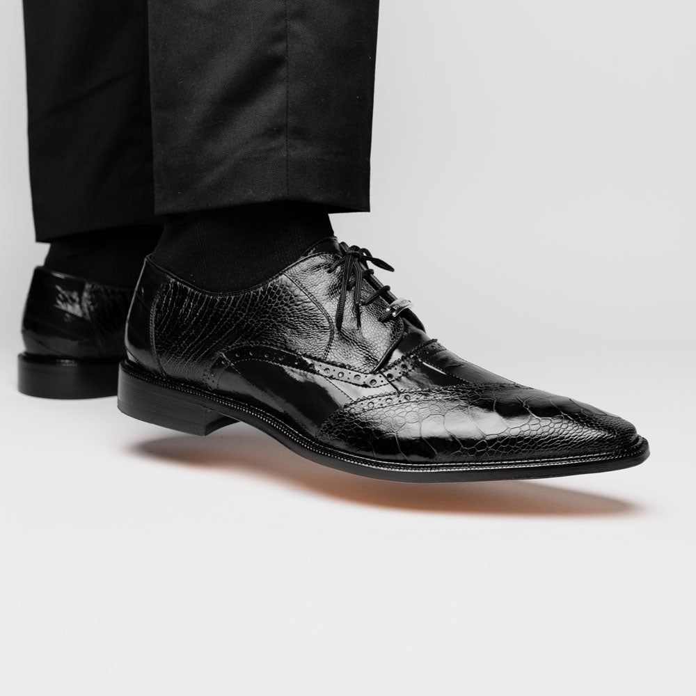 Belvedere Nino Eel & Ostrich Shoes Black (0B4)