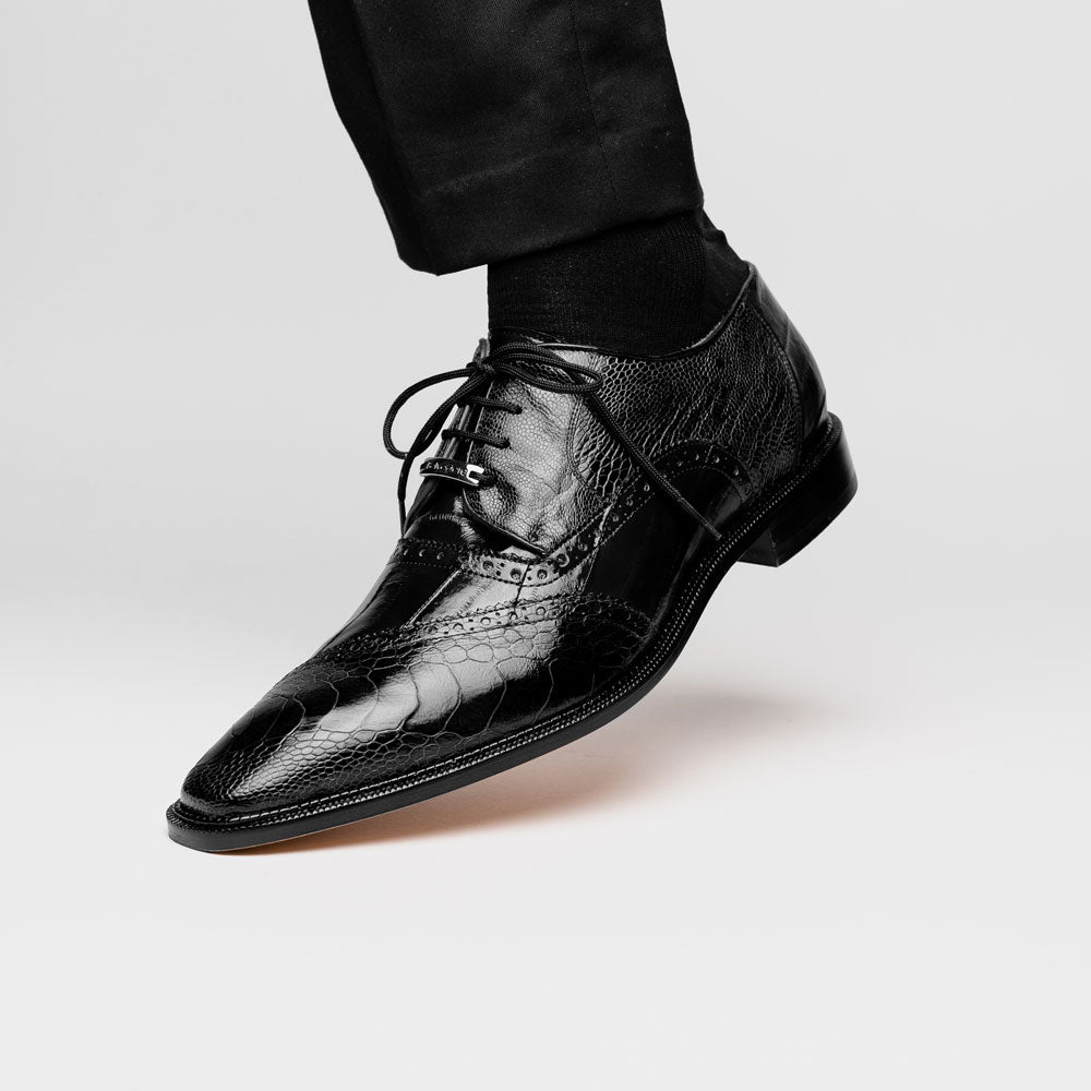 Belvedere Nino Eel & Ostrich Shoes Black (0B4)