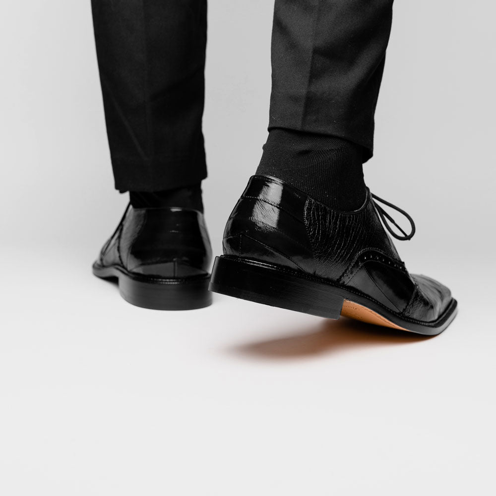 Belvedere Nino Eel & Ostrich Shoes Black (0B4)