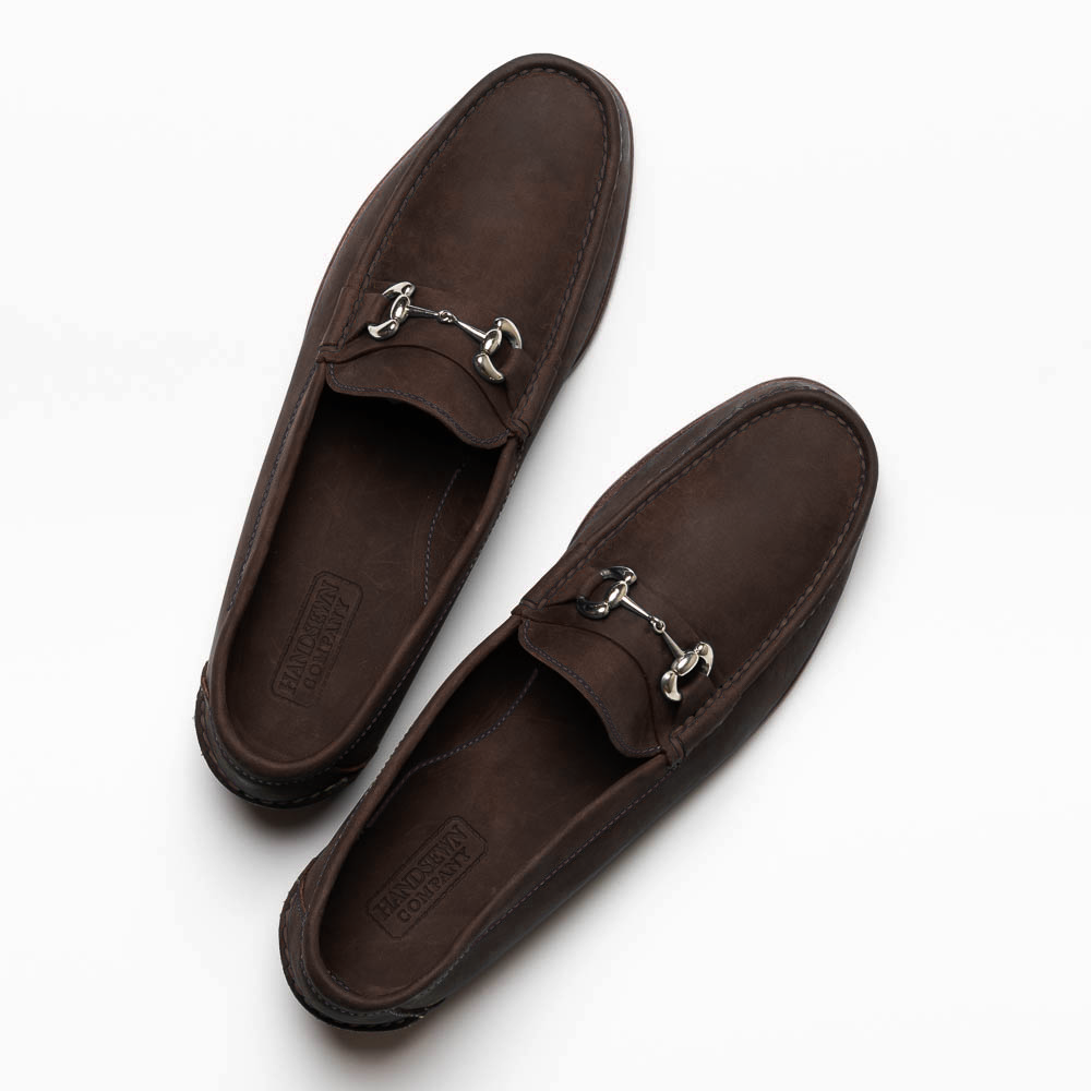 Handsewn Shoe Co. Nubuck Bit Loafers Dark Brown