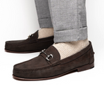 Handsewn Shoe Co. Nubuck Bit Loafers Dark Brown