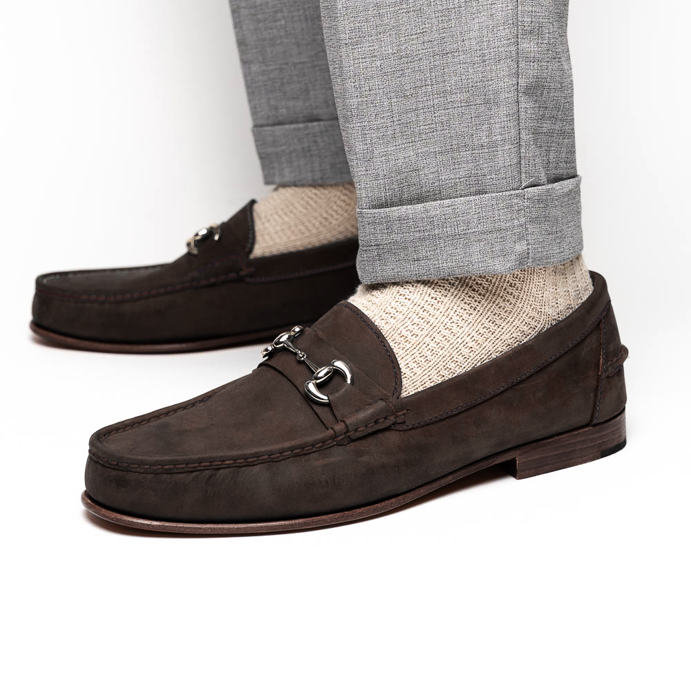 Handsewn Shoe Co. Nubuck Bit Loafers Dark Brown
