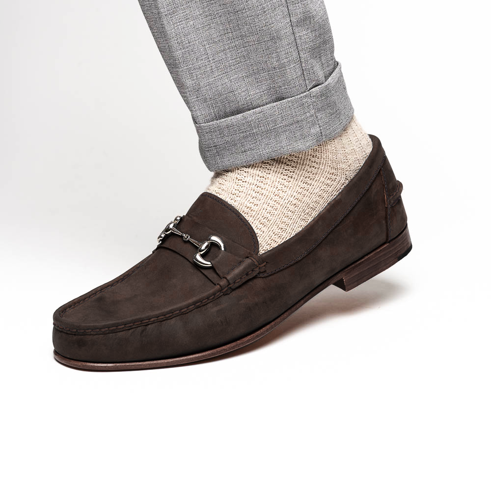Handsewn Shoe Co. Nubuck Bit Loafers Dark Brown