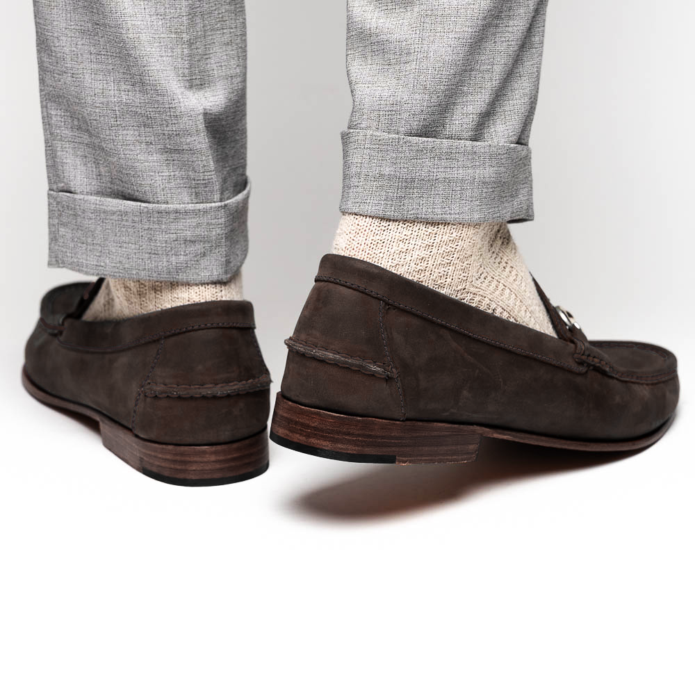 Handsewn Shoe Co. Nubuck Bit Loafers Dark Brown