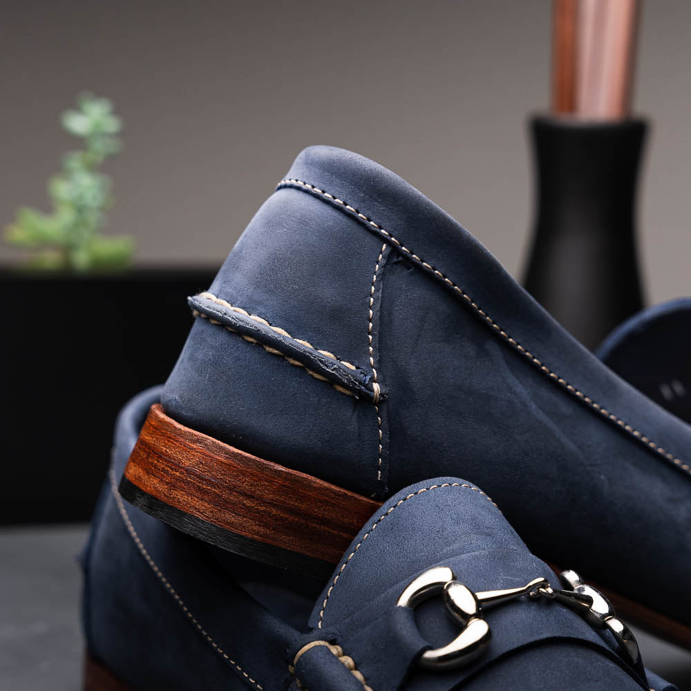 Handsewn Shoe Co. Nubuck Bit Loafers Navy
