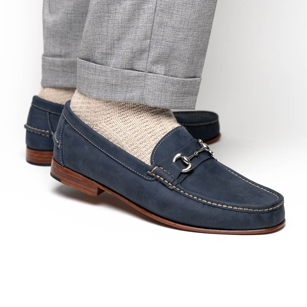 Handsewn Shoe Co. Nubuck Bit Loafers Navy