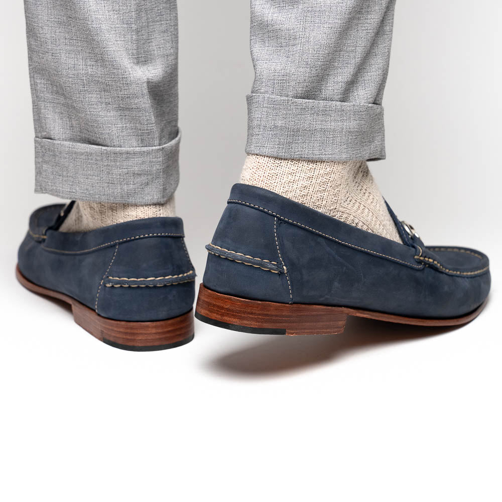 Handsewn Shoe Co. Nubuck Bit Loafers Navy