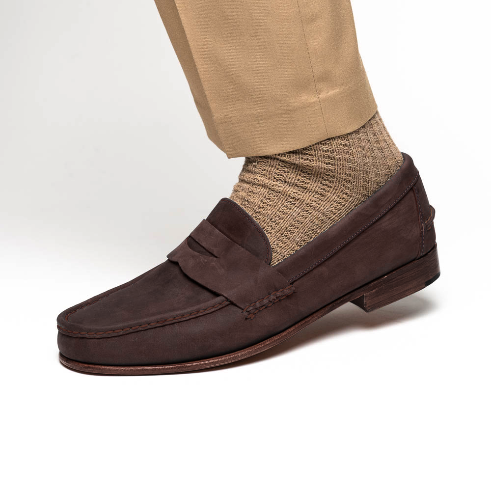 Handsewn Shoe Co. Nubuck Penny Loafers Brown