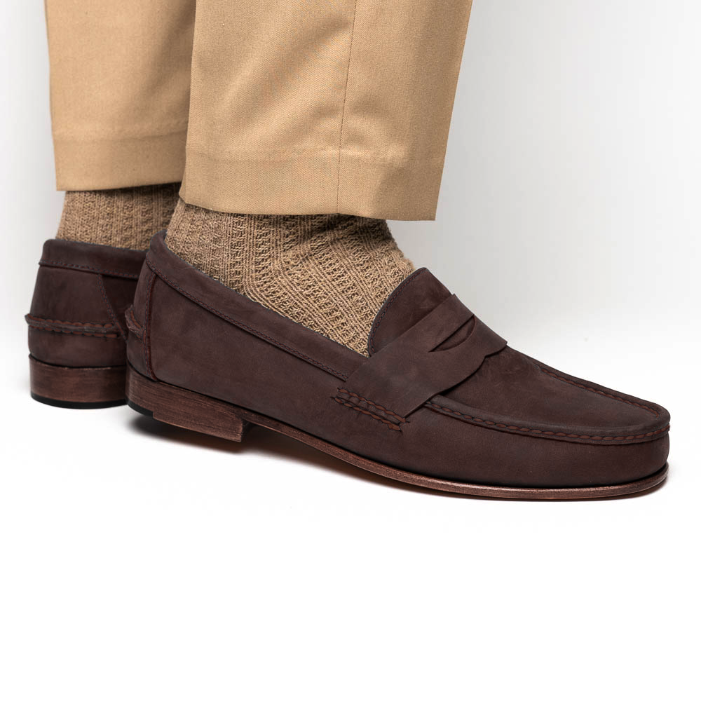 Handsewn Shoe Co. Nubuck Penny Loafers Brown