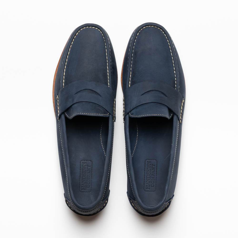 Handsewn Shoe Co. Nubuck Penny Loafers Navy