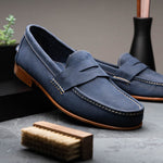 Handsewn Shoe Co. Nubuck Penny Loafers Navy