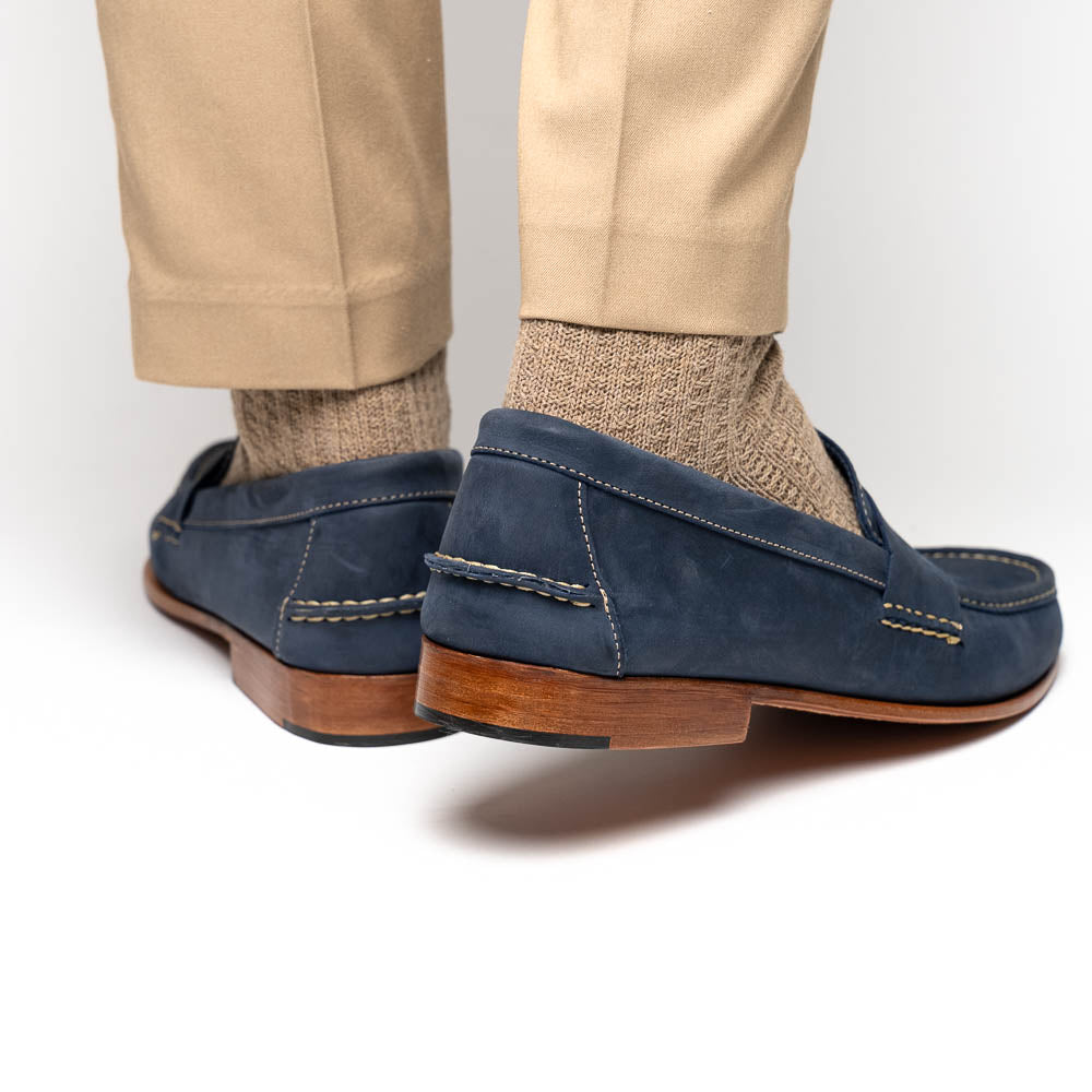 Handsewn Shoe Co. Nubuck Penny Loafers Navy