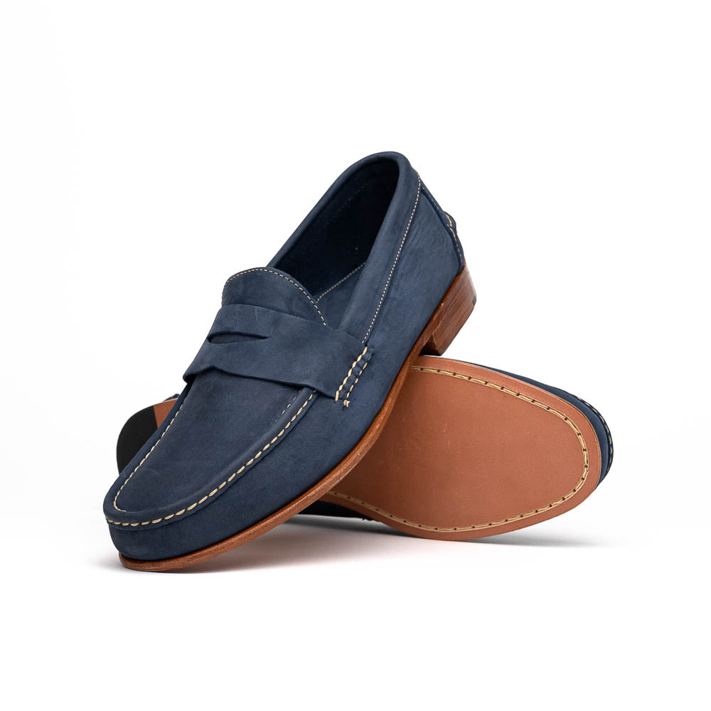 Handsewn Shoe Co. Nubuck Penny Loafers Navy
