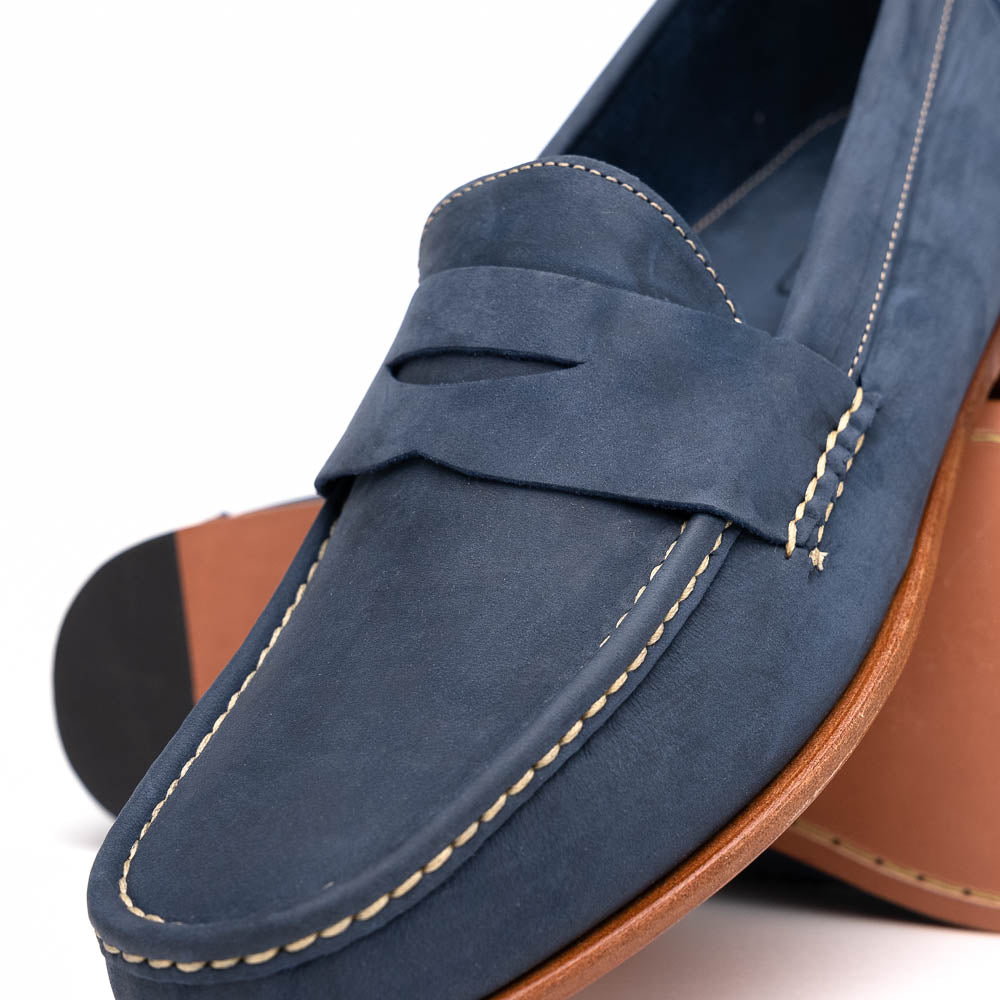 Handsewn Shoe Co. Nubuck Penny Loafers Navy