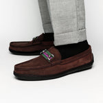 Handsewn Shoe Co. Nubuck Stripe Loafers Dark Brown