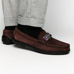 Handsewn Shoe Co. Nubuck Stripe Loafers Dark Brown
