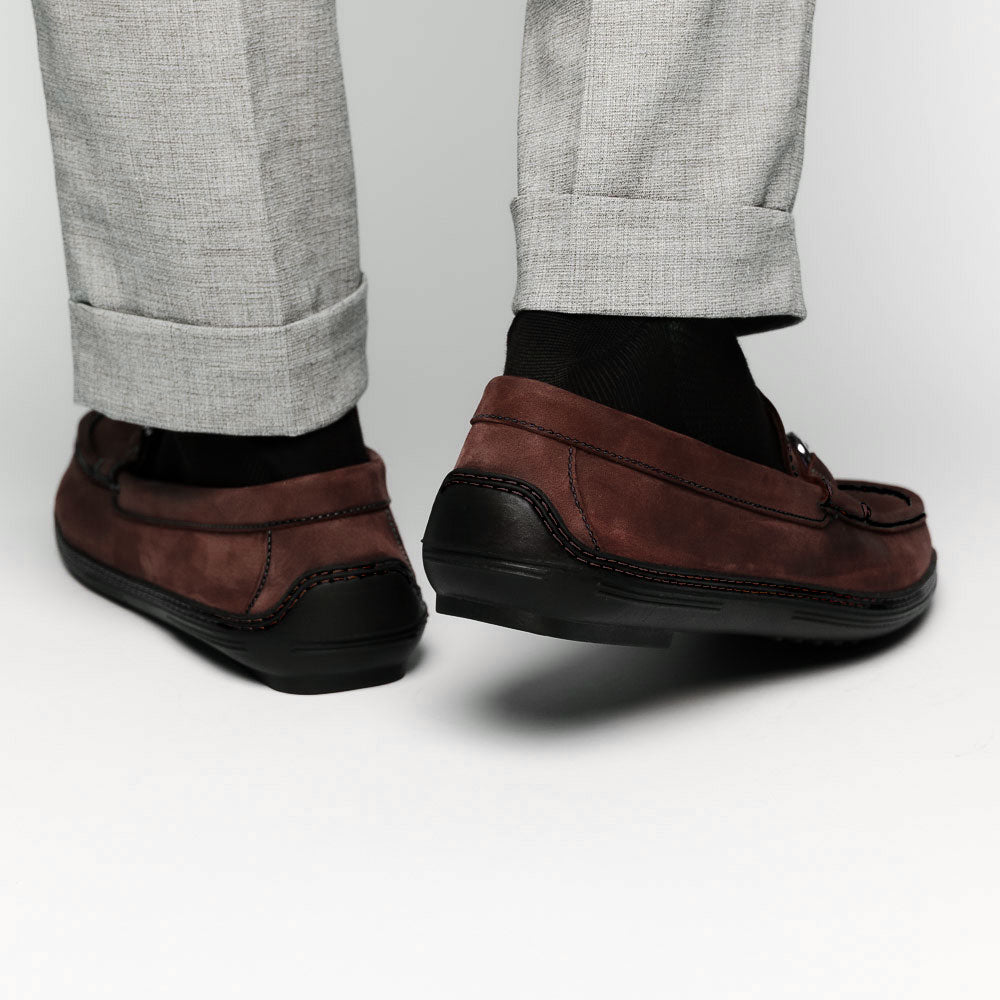Handsewn Shoe Co. Nubuck Stripe Loafers Dark Brown