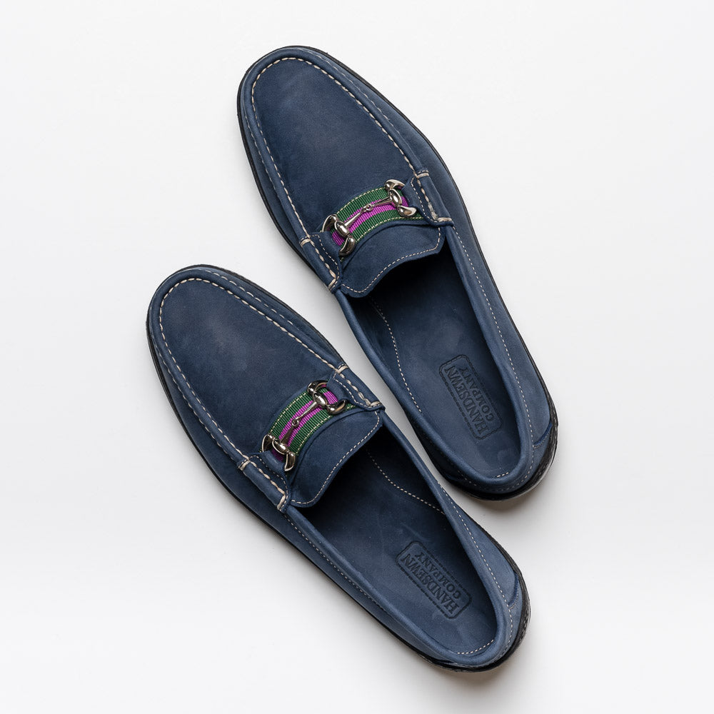Handsewn Shoe Co. Nubuck Stripe Loafers Navy