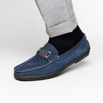 Handsewn Shoe Co. Nubuck Stripe Loafers Navy