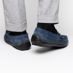 Handsewn Shoe Co. Nubuck Stripe Loafers Navy
