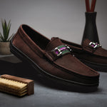 Handsewn Shoe Co. Nubuck Stripe Loafers Dark Brown