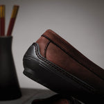 Handsewn Shoe Co. Nubuck Stripe Loafers Dark Brown