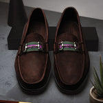 Handsewn Shoe Co. Nubuck Stripe Loafers Dark Brown