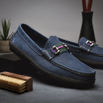 Handsewn Shoe Co. Nubuck Stripe Loafers Navy