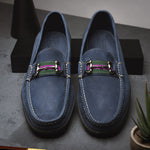Handsewn Shoe Co. Nubuck Stripe Loafers Navy