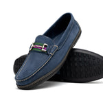 Handsewn Shoe Co. Nubuck Stripe Loafers Navy
