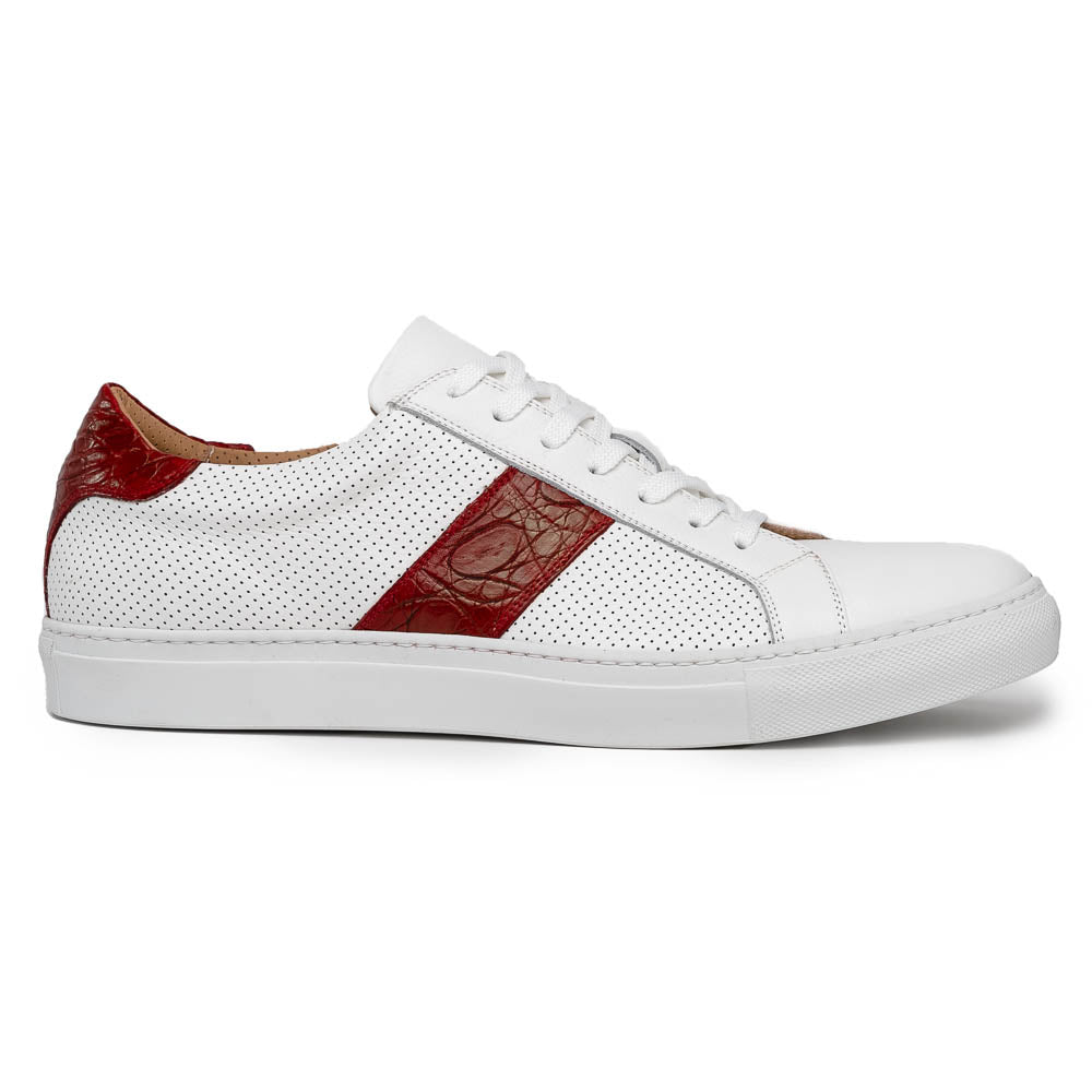 Zelli Olympias Calf & Crocodile Sneakers White / Red