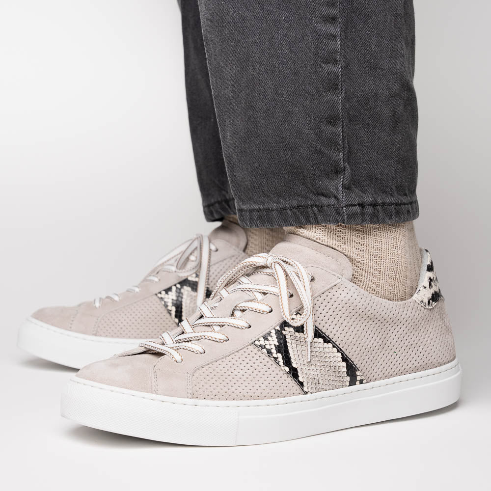 Zelli Olympias Python & Sueded Goatskin Sneakers Grey (66-100-GRY)