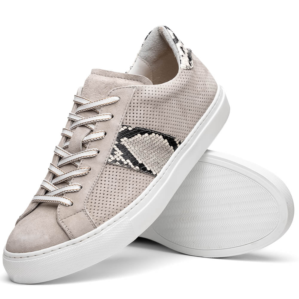 Zelli Olympias Python & Sueded Goatskin Sneakers Grey (66-100-GRY)