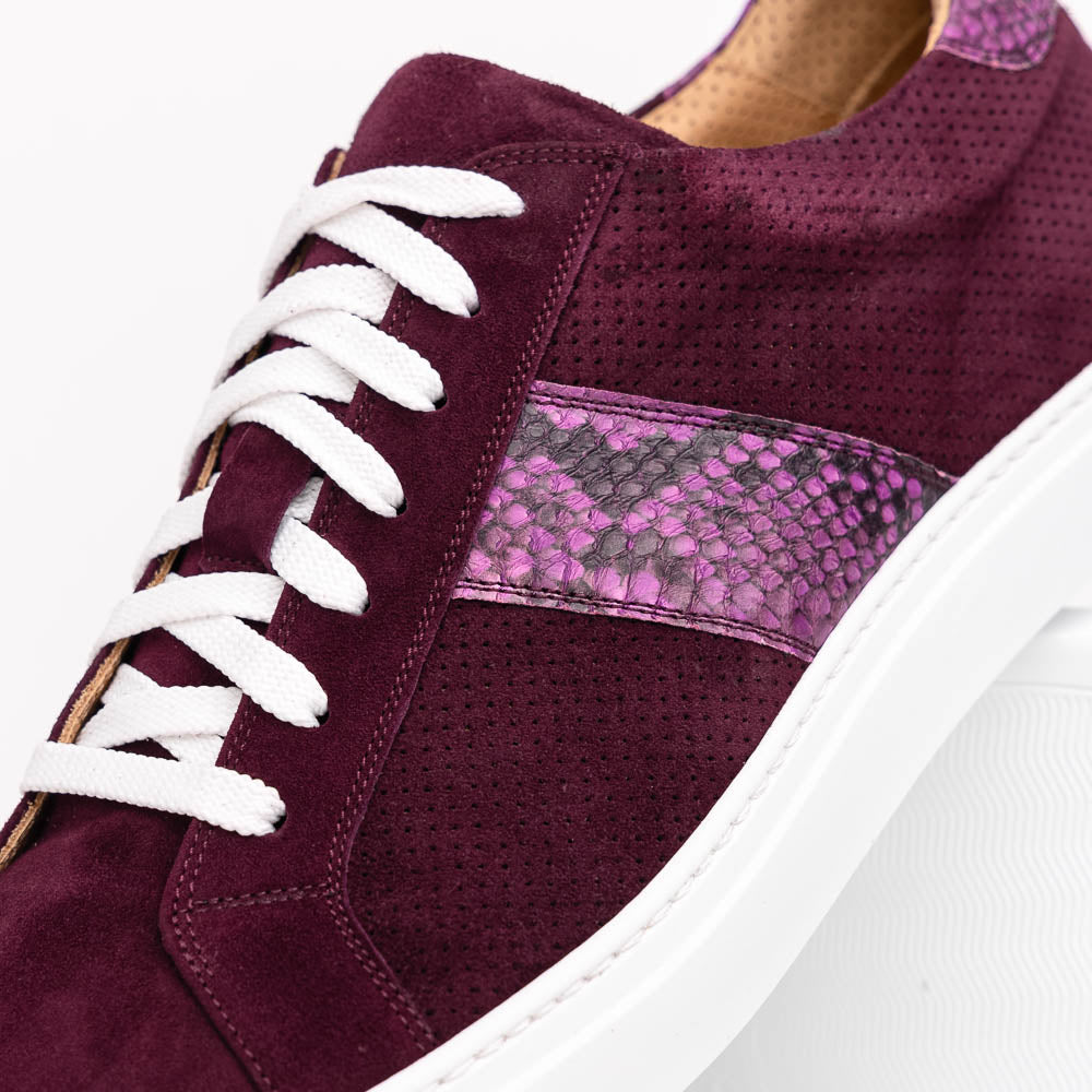 Zelli Olympias Python & Suede Goatskin Sneakers Bordeaux (66-100-BDX)