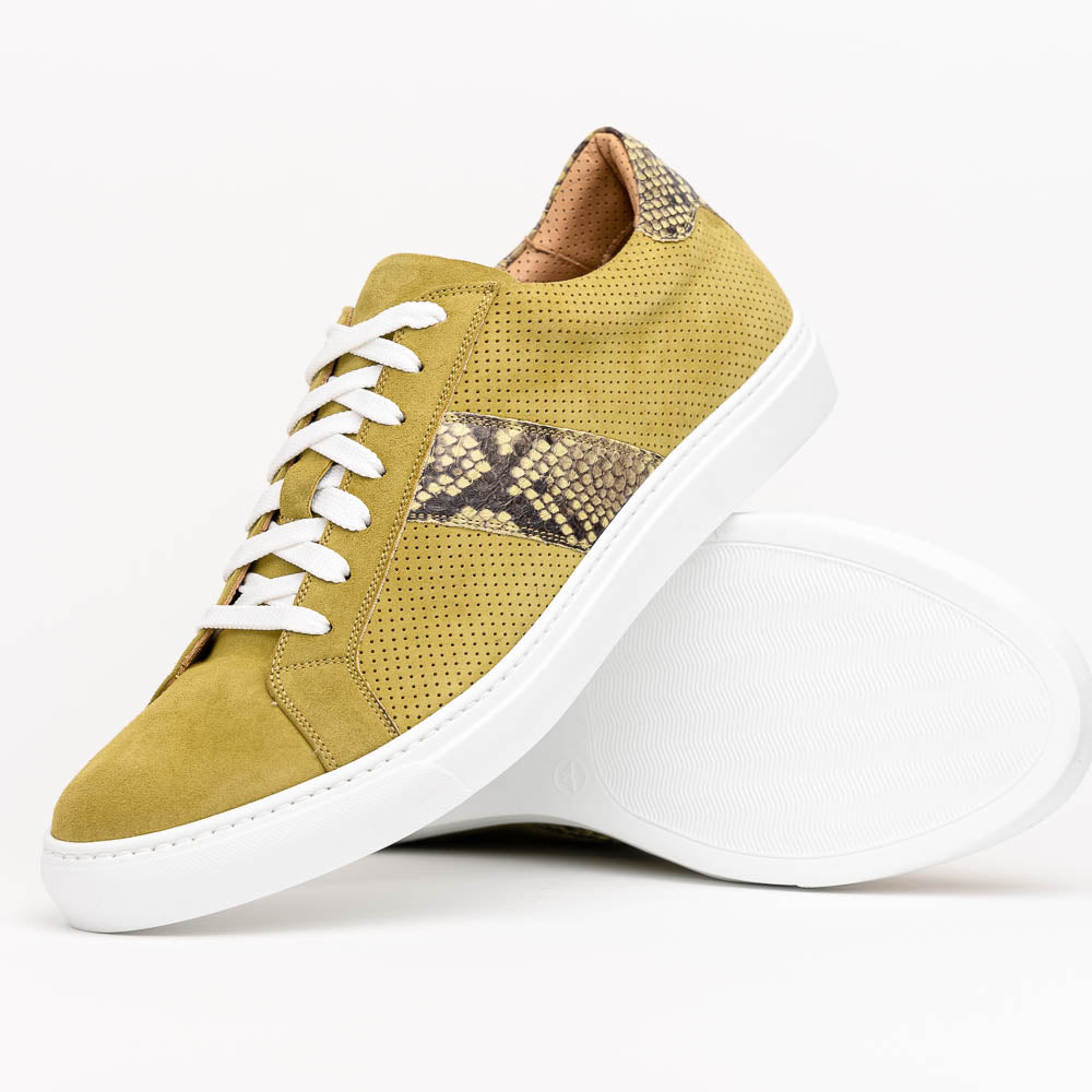 Zelli Olympias Python & Suede Goatskin Sneakers Chartreuse