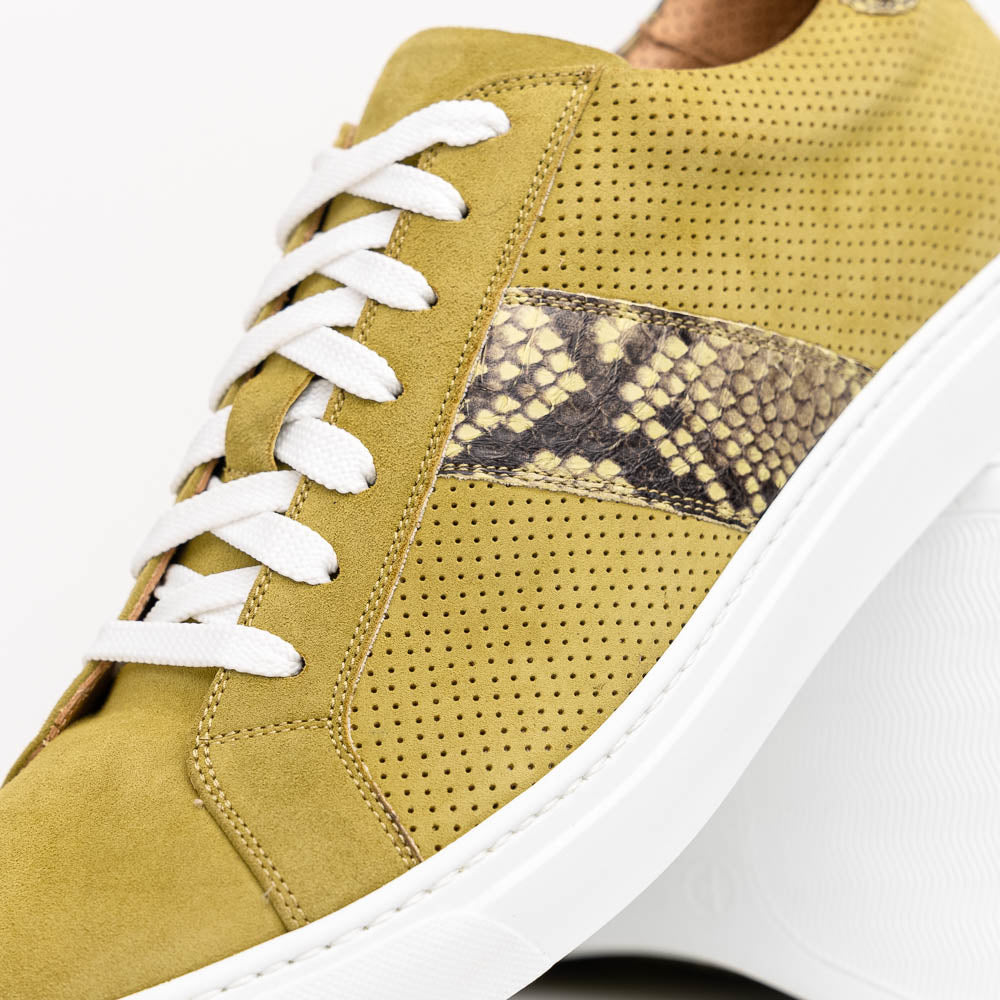 Zelli Olympias Python & Suede Goatskin Sneakers Chartreuse (66-100-CHR)