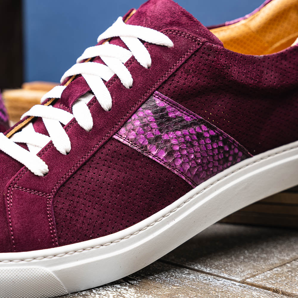 Zelli Olympias Python & Suede Goatskin Sneakers Bordeaux (66-100-BDX)